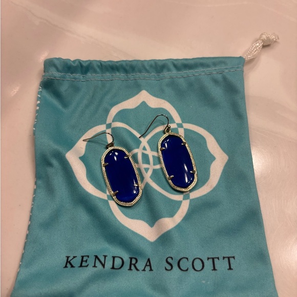 Kendra Scott Elle Filigree Navy Drop Earrings - Picture 2 of 3